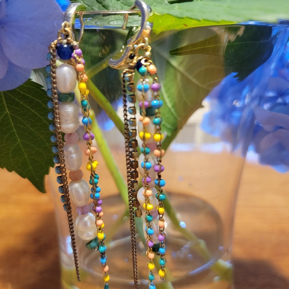 Cute Faux Pearl, Beaded Earrings By Betsy Johnson